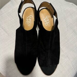 Franco Sarto black suede leather block heel sandals